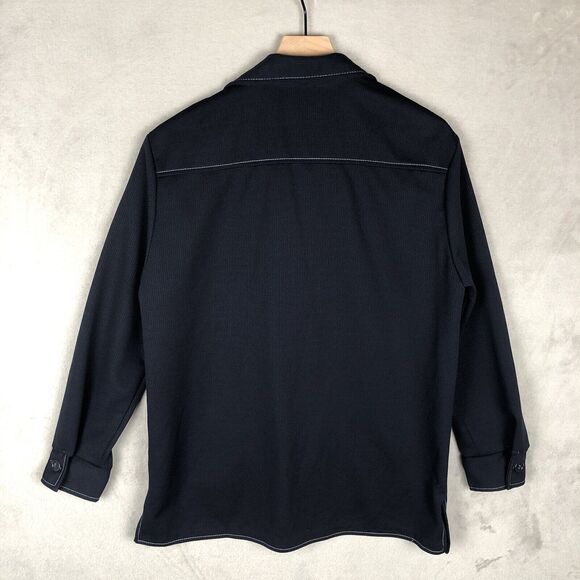 VTG MONTGOMERY WARD Jacket Sz L (42") Blue Pointy Collar USA 70s Pockets Button - Picture 2 of 16